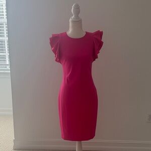 Tommy Hilfiger Fuchsia Ruffle Sleeve Mini Dress
